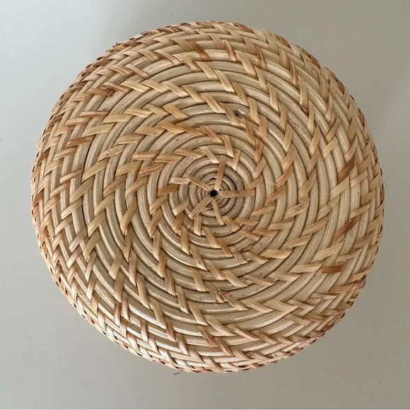 Anthropologie Round Woven Rattan Wicker Basket 8" diameter, 4" tall - Picture 4 of 6